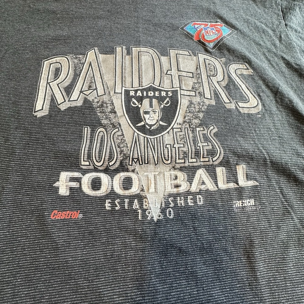 Trench Ultra Raiders T-Shirt‎ XL Gray Vintage 1994 NFL 75th Anniversary USA Made